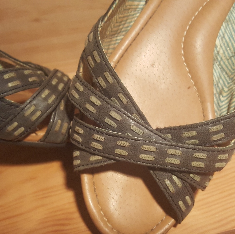 Fossil Peep Toe Leather Flats SZ 8 - Picture 3 of 7